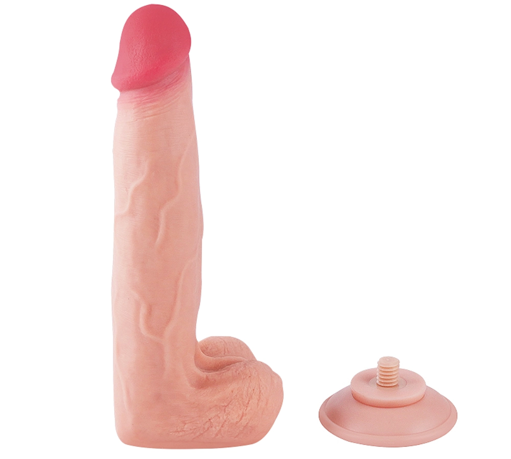 Dildo realista - TPE - penes de goma - penes de silicona - efecto piel - prepucio retractil - movimiento arqueable - pene con testiculos - ventosa - dildo con ventosa - textura realista