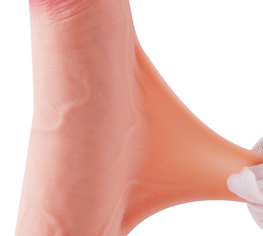 Dildo realista - TPE - penes de goma - penes de silicona - efecto piel - prepucio retractil - movimiento arqueable - pene con testiculos - ventosa - dildo con ventosa - textura realista