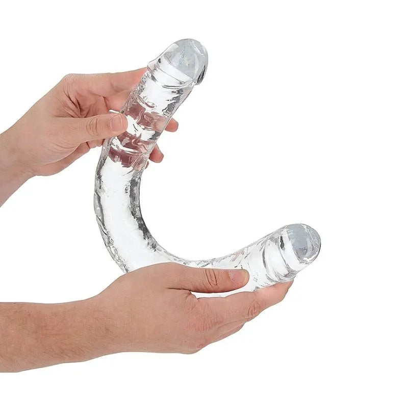 Dildo doble transparente 18 REALROCK de Ouch - Consolador doble - Sexshop Dominame.cl - REA160TRA