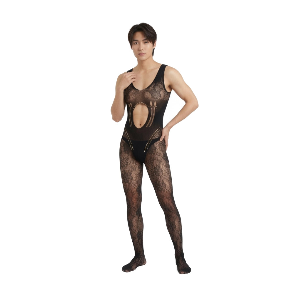 enterito de malla - traje de malla - encaje negro - enterito sexy - prenda erotica - lenceria hot - encuentros sexuales - seduccion - erotismo - malla siempre lista - malla unisex -apertura intima - placer en pareja - sexshop dominame - dominame 