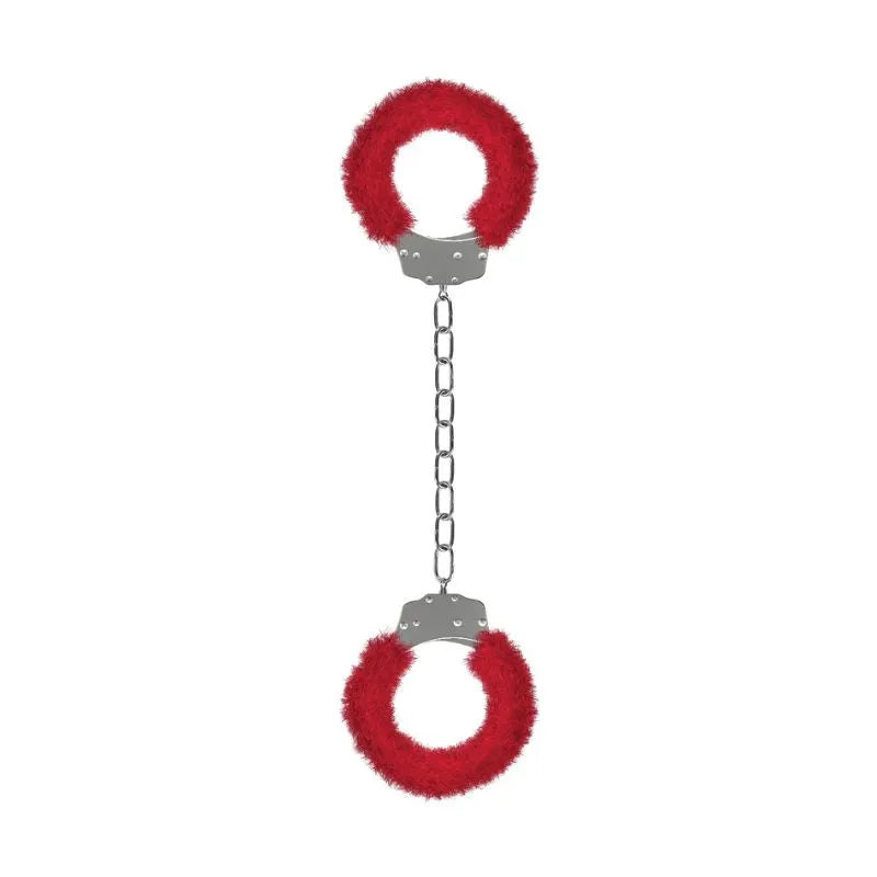 Esposas de placer furry para piernas roja de Ouch - esposas metal - bondage - kynk - Sexshop Dominame.cl - OU007RED