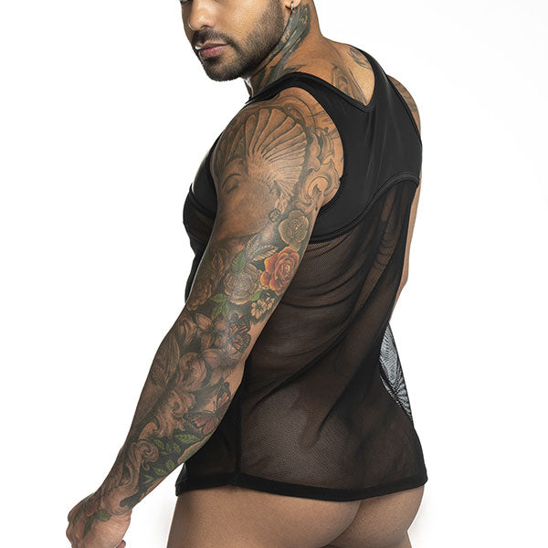 Fetish Black Tank Top - polera sin mangas - camiseta de malla - ropa hombre sexy
