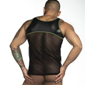 Fetish Black/greenTank Top - polera sin mangas - camiseta de malla - ropa hombre sexy