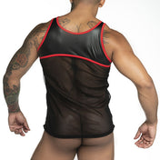 Fetish Black/red Tank Top - polera sin mangas - camiseta de malla - ropa hombre sexy