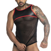 Fetish Black/red Tank Top - polera sin mangas - camiseta de malla - ropa hombre sexy