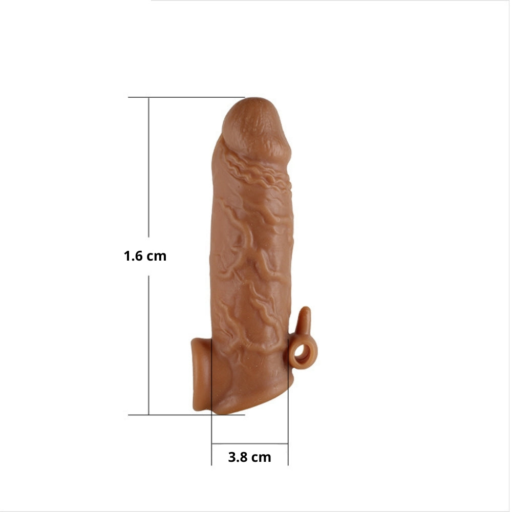 Funda_vibrante_de_pene_vikingo_sexshop_dominame - realista - beige - canela - textura - grosor - sexo - vibracion - balita - sensación 