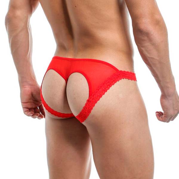 G-String Mallas - rojo  - encaje - lenceria masculina - ropa interior encaje hombre