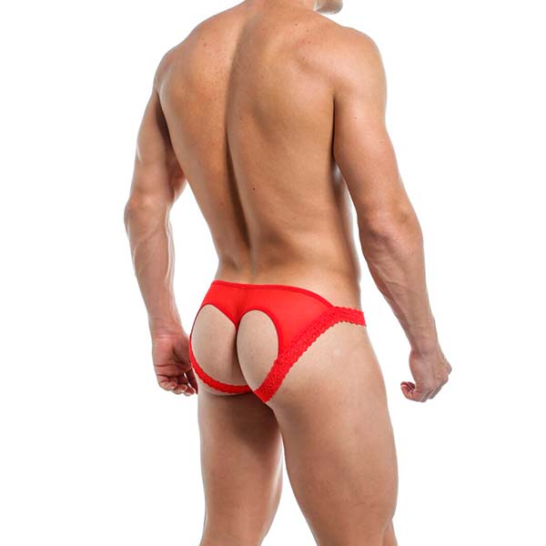 G-String Mallas - rojo  - encaje - lenceria masculina - ropa interior encaje hombre