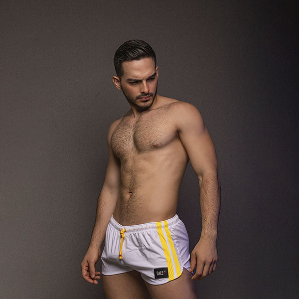 Gym Freak Short Blanco / Amarillo - short deportivo - pantalon corto - ropa deportiva de hombre
