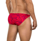 lenceria masculina - prenda estampada - lenceria roja - bikini - slip - brief - calzoncillo - corte anatomico - prenda erotica - lenceria erotica - copa levantadora de bulto - clever - dominame - sexshop dominame 