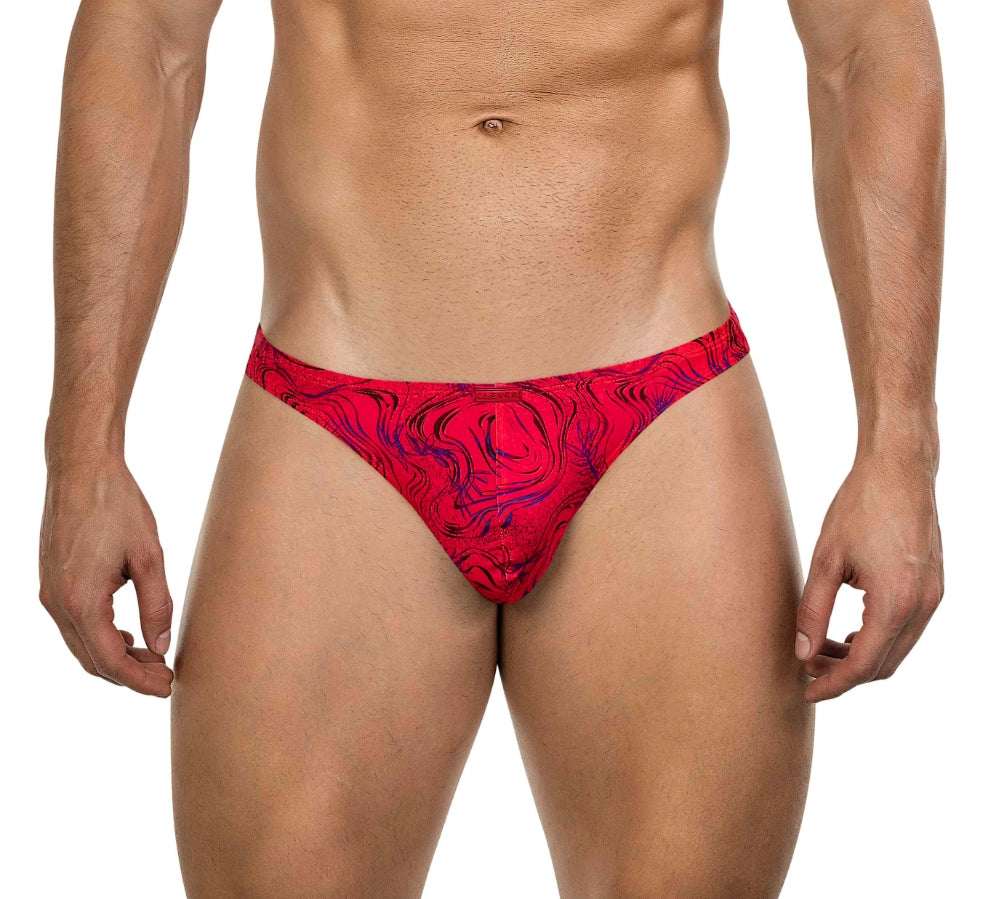 tanga intima - lenceria masculina - colale masculino - prenda metida en gluteo - prenda sexy - lenceria erotica - estampado rojo prenda estampada - look sexy - tanga masculina - lenceria roja - clever - dominame - sexshop dominame 