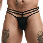 Jockstrap Lines - Negro - suspensorio masculino de cintas - lenceria sensual erotica hombre - ropa interior masculina