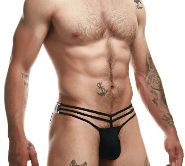 Jockstrap Lines - Negro - suspensorio masculino de cintas - lenceria sensual erotica hombre - ropa interior masculina