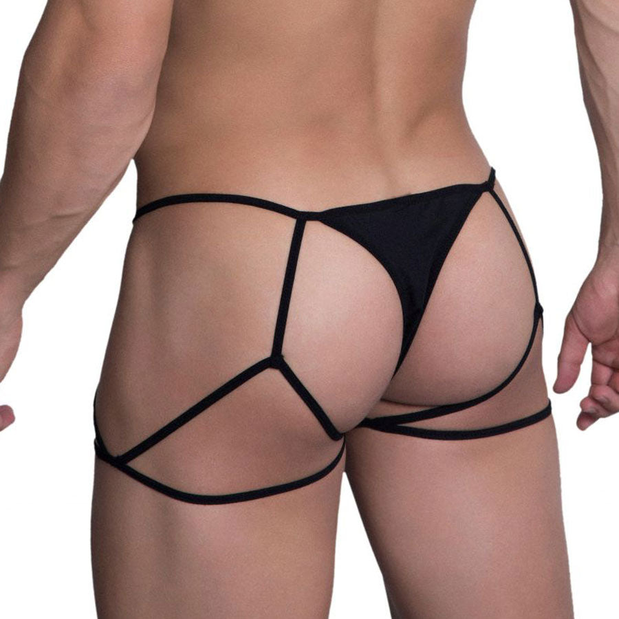 Jockstrap thong black - tanga de hombre  - sopa sexy hombre - lenceria masculina - lenceria de hilos de hombre - sexshop chile - envios discretos