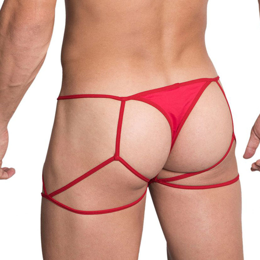 Jockstrap thong red - tanga de hombre  - sopa sexy hombre - lenceria masculina - lenceria de hilos de hombre - sexshop chile - envios discretos