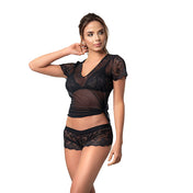 Juego De Tres Piezas Floral - Lenceria de encaje mujer - ropa interior femenina - ropa intima mujer - conjunto ropa interior