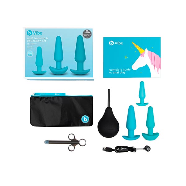 Kit de educación anal b-vibe - teal - plug anal - enema anal - lavado anal- sexo anal - iniciacion sexo anal - sexshop chile - envios discretos