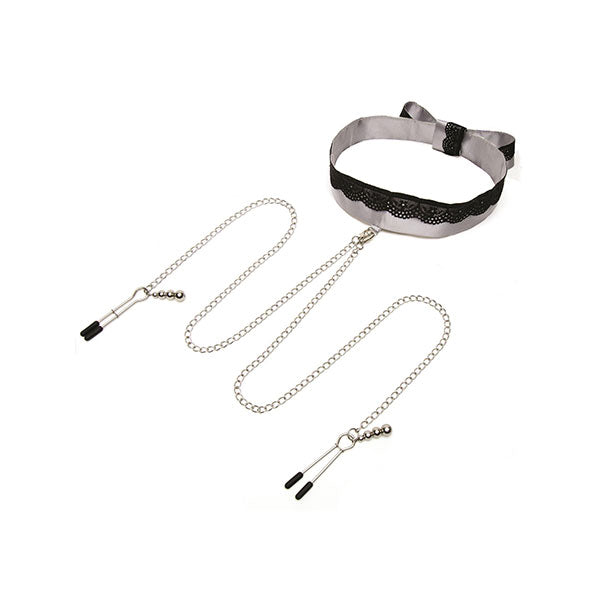 Kit pinzas y collar de saten - 50 sombras de grey - juguetes eroticos - bdsm - bondage - kit de juguetes - juguetes sexuales - sexshop chile