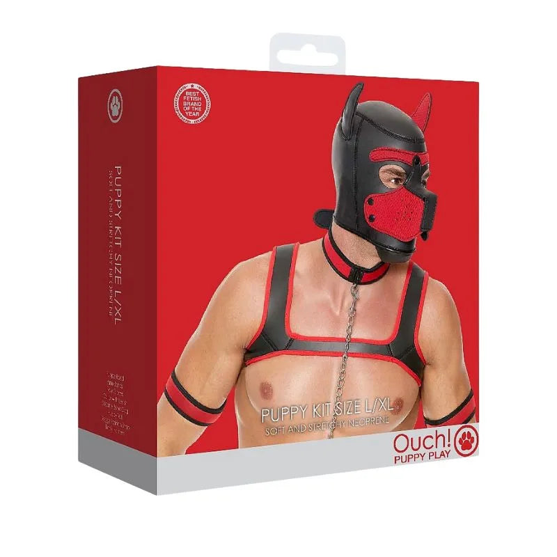 Kit puppy play ouch! - Rojo - bdsm - bondage - Sexshop Dominame.cl - OU714REDL