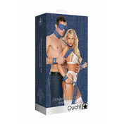 Kit de bondage Denim de Ouch - esposas - tobilleras - latigo - bondage - kynk - Sexshop Dominame.cl - OU506USABLU