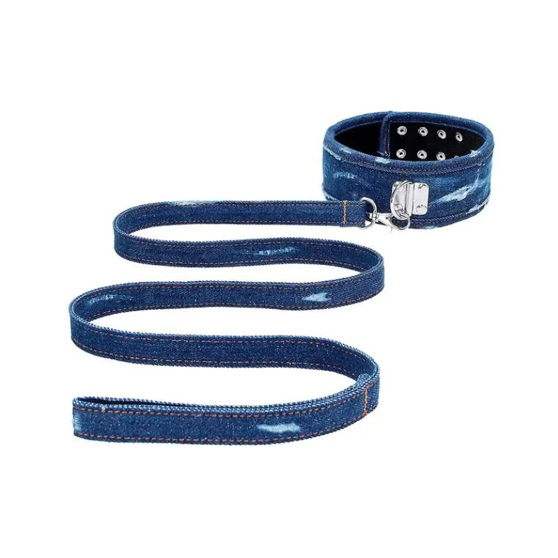 Kit de bondage Denim de Ouch - esposas - tobilleras - latigo - bondage - kynk - Sexshop Dominame.cl - OU506USABLU