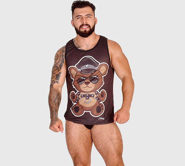 LEATHER TEDDY BLACK TANK - Polera sin mangas - camiseta sin mangas - polera musculosa
