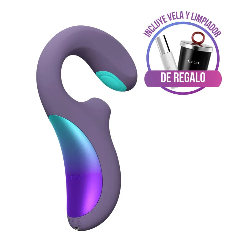 LELO - enigma double sonic - estimulación vaginal - succionador de clitoris - vibrador de punto g - ondas sonicas - estimulacion de punto A -  silicona médica - morado - celeste - juguete de alta gama - sexshop dominame