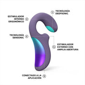 LELO - enigma double sonic - estimulación vaginal - succionador de clitoris - vibrador de punto g - ondas sonicas - estimulacion de punto A -  silicona médica - morado - celeste - juguete de alta gama - sexshop dominame