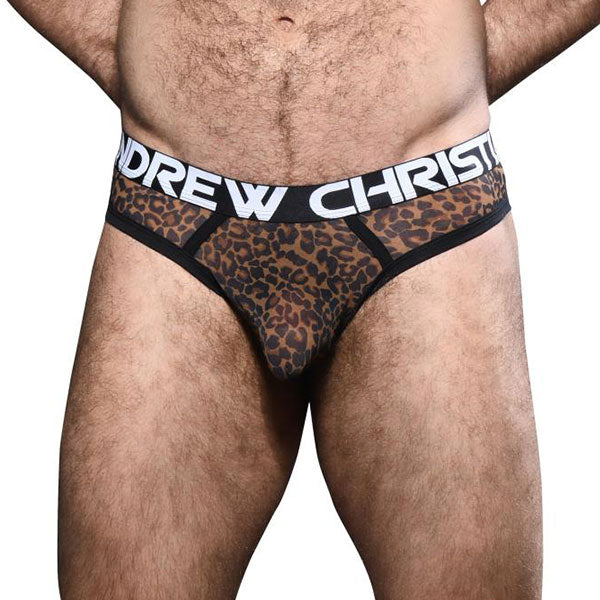 Leopard Mesh Thong ALMOST NAKED de Andrew Christian - Colaless o sutien masculino - Dominame.cl 