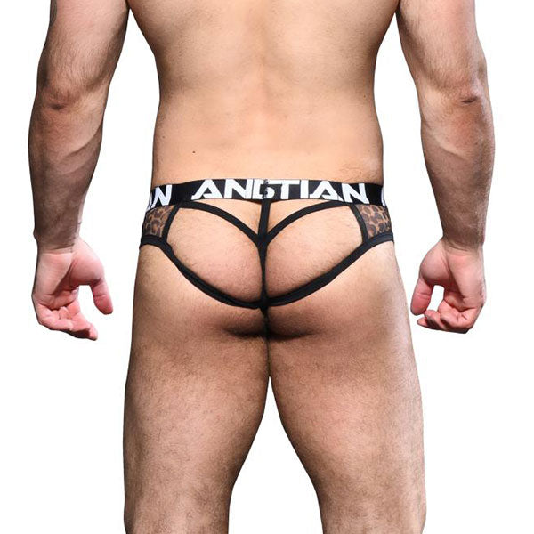 Leopard Mesh Thong ALMOST NAKED de Andrew Christian - Colaless o sutien masculino - Dominame.cl 