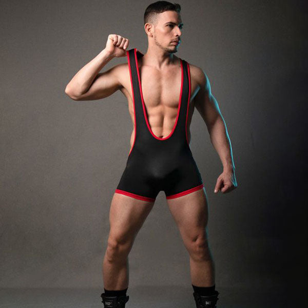  Negro - lenceria masculina - traje de lucha - lucha erotica