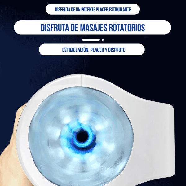 Masturbador automático cuplove - movimiento - rotación - recargable - USB - TPE - textura - suave - doble - orificio - entrada - salida - masculino - sexshop - regalo - placer- transparente