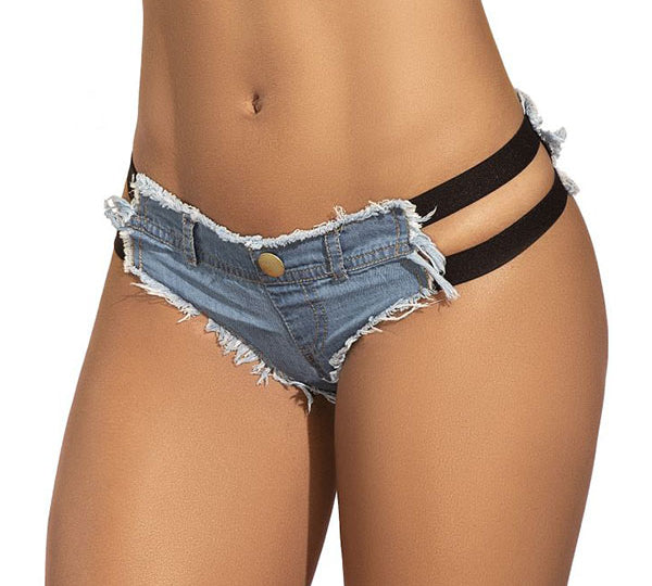 Micro Mini Shorts Jean Correas - Ropa intima sensual - lenceria sexy - pantis