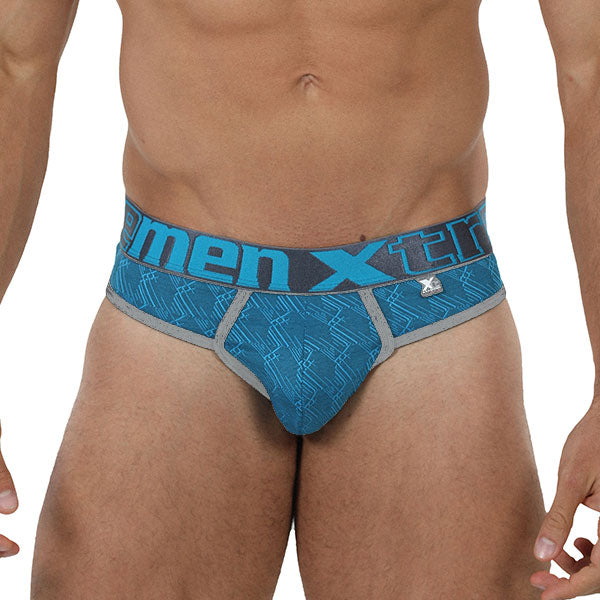 Microfiber Jacquard Thongs Turquoise - ropa interior sexy hombre - tanga masculina - calzoncillo