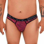 Microfiber Mesh Thongs red Plus - ropa interior hombre - tanga masculina - lenceria hombre