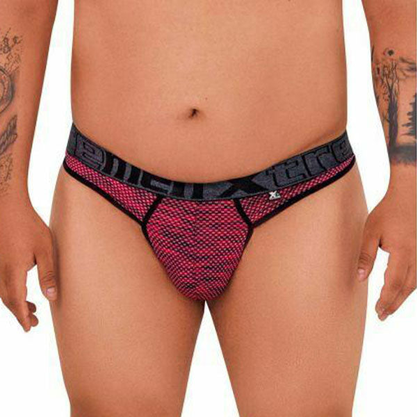 Microfiber Mesh Thongs red Plus - ropa interior hombre - tanga masculina - lenceria hombre