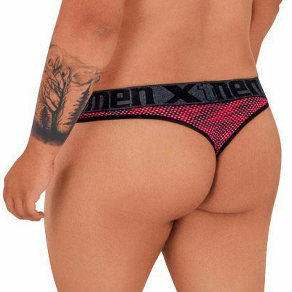 Microfiber Mesh Thongs red Plus - ropa interior hombre - tanga masculina - lenceria hombre