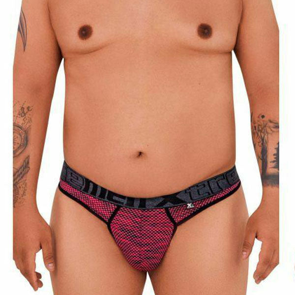Microfiber Mesh Thongs red Plus - ropa interior hombre - tanga masculina - lenceria hombre