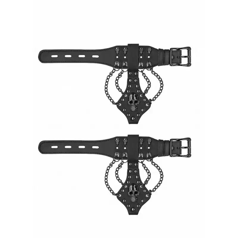 Muñequeras calaveras y puas de Ouch! - kynk - Bondage - Sexshop Dominame.cl - OU309BLK