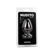 plug metalico - plug con joya - joya negra - joya anal - forma de gota - placer anal - dilatacion anal - nudito - estetica previa - juego de temperatura - sexshoop dominame - dominame