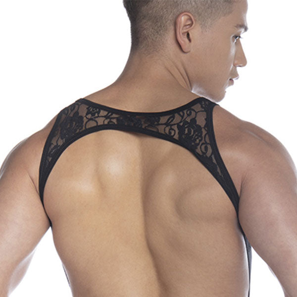 Picot Black Harness - arnes con encaje - lenceria masculina - ropa intima sensual hombre