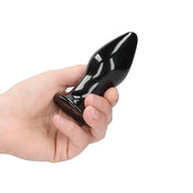 Plug Anal de Vidrio Vibrante Stretchy  de Ouch - Dilatador anal vibrante de vidrio - Sexshop Dominame.cl - CHR036BLK