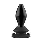 Plug Anal de Vidrio Vibrante Stretchy  de Ouch - Dilatador anal vibrante de vidrio - Sexshop Dominame.cl - CHR036BLK