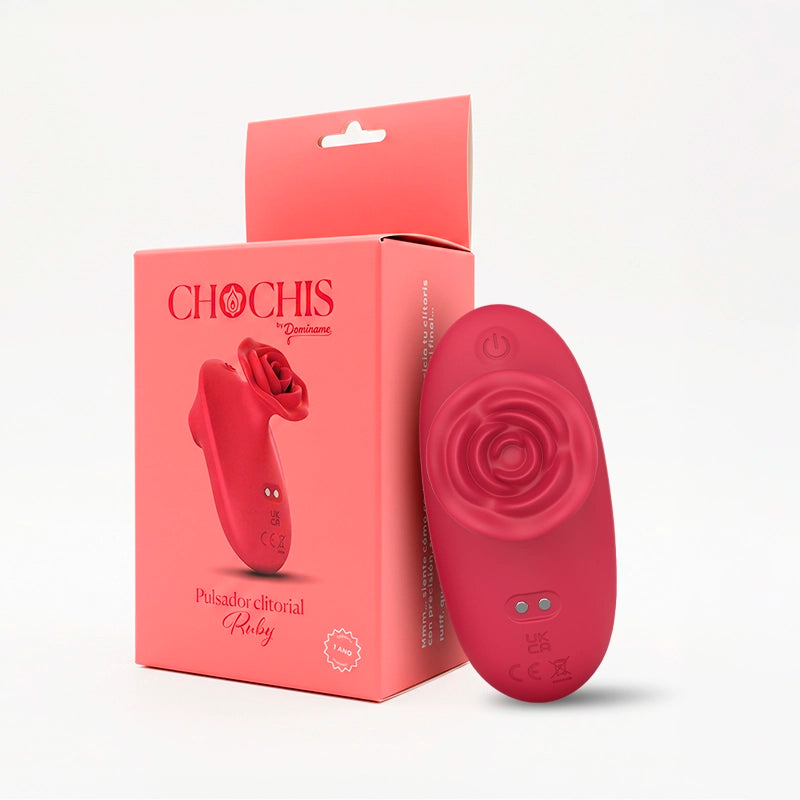 pulsador clitorial - boton de rosa - recargable - silicona medica - pulsador de pezon - chochis - rojo - textura suave - sexshop dominame - dominame 