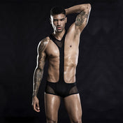 Singlet Malla Negro - JSY - body - bodie hombre - traje erotico para hombre