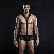 Singlet Malla Negro - JSY - body - bodie hombre - traje erotico para hombre