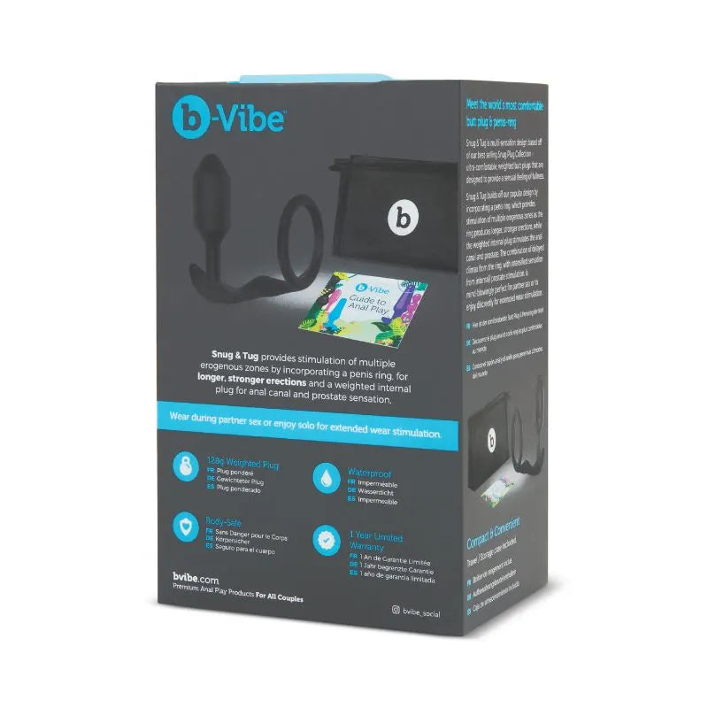 Snug & Tug de B-Vibe - Estimulador prostatico con anillo para el pene - sex shop chile - envios discretos - BV-018