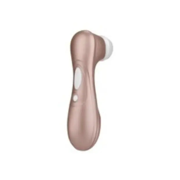 Succionador de clítoris Satisfyer Pro 2 en color oro rosa, mostrando su diseño ergonómico y cabezal de silicona con tecnología Air-Pulse.
