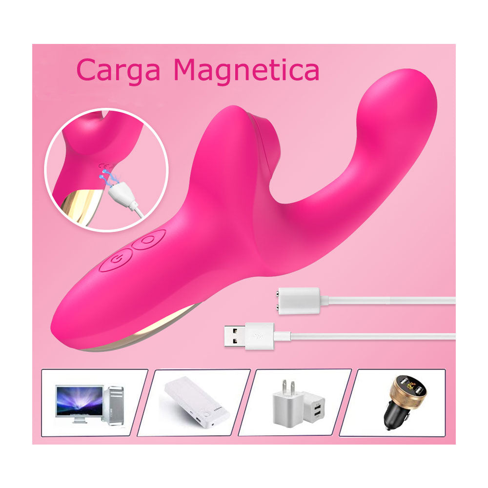 Succionador dual samantha  - dominame - juguetes sexuales vibradores - succionador de clitoris - vibrador dual - vibrador conejo - Sex shop Dominame.cl