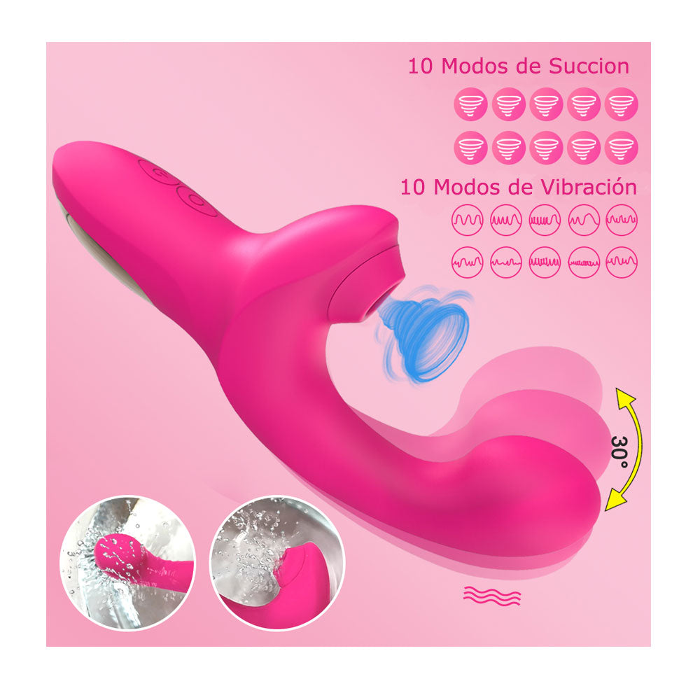 Succionador dual samantha  - dominame - juguetes sexuales vibradores - succionador de clitoris - vibrador dual - vibrador conejo - Sex shop Dominame.cl
